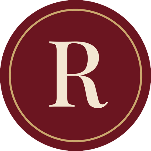 Reserve app icon: a cream serif R in a gold ring on maroon